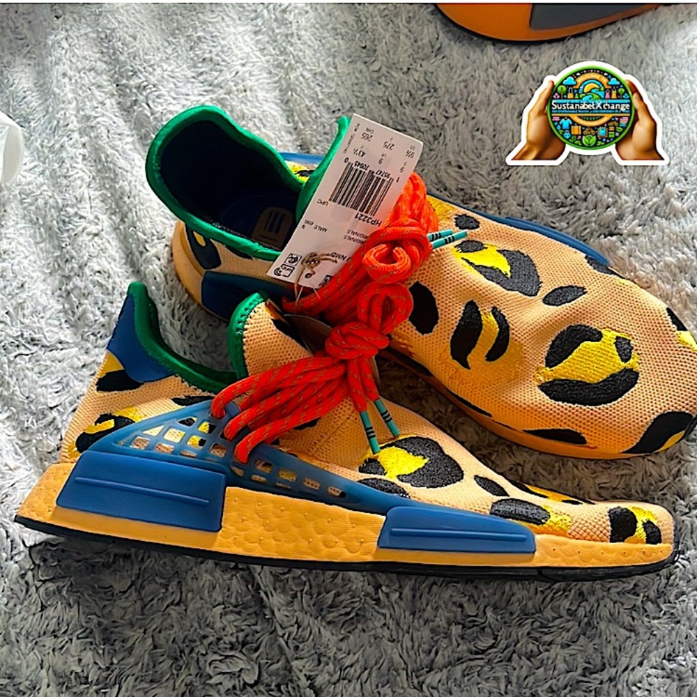 Pharrell x Adidas’s NMD Hu Animal Print “Amber” Running Sneakers (10.5) **NWT**